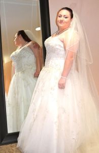 plus size tulle sparkle wedding gown