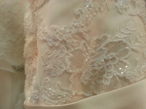 close up wedding dress with sparkle