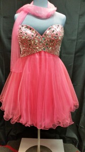 short coral plus size prom dress