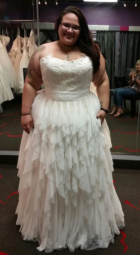 plus size wedding dress with layered skirt