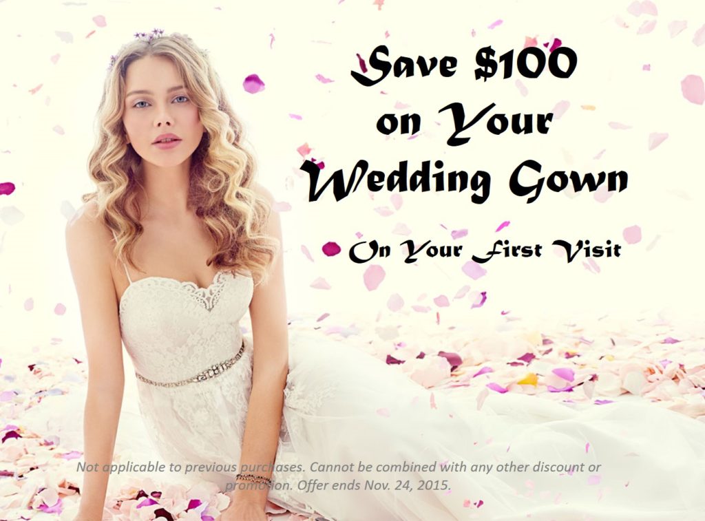 Save $100 on Your Wedding Gown Through Nov 24th