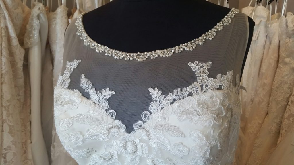 illusion neck plus size wedding gown