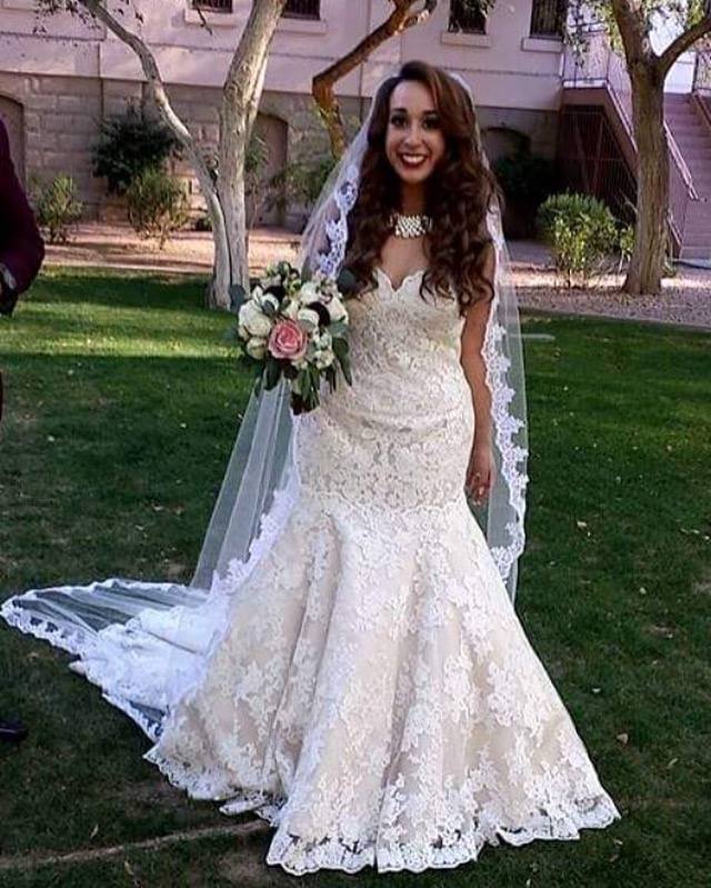 alex champagne lace mermaid wedding dress