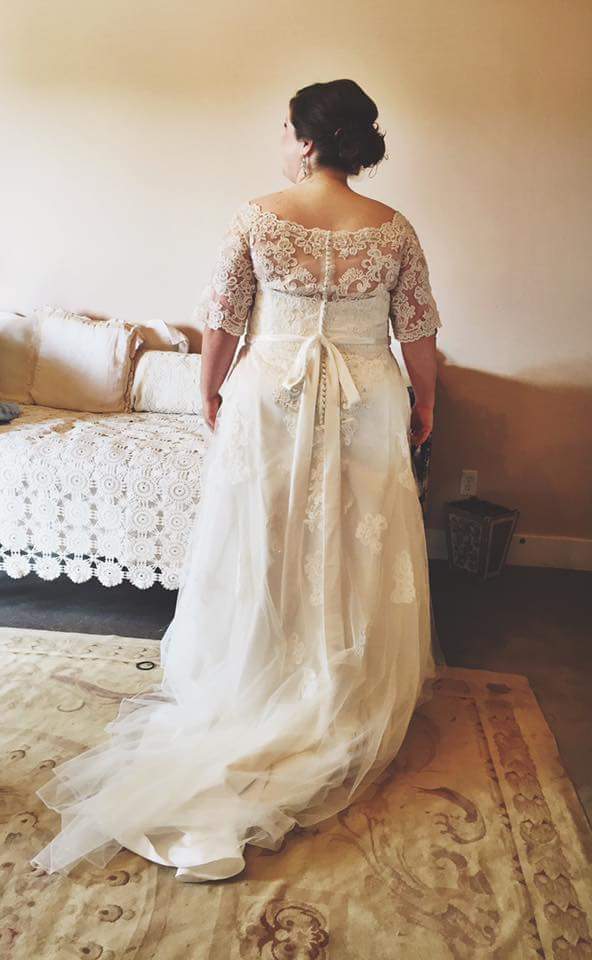 dana plus size trumpet wedding dress with sleeves