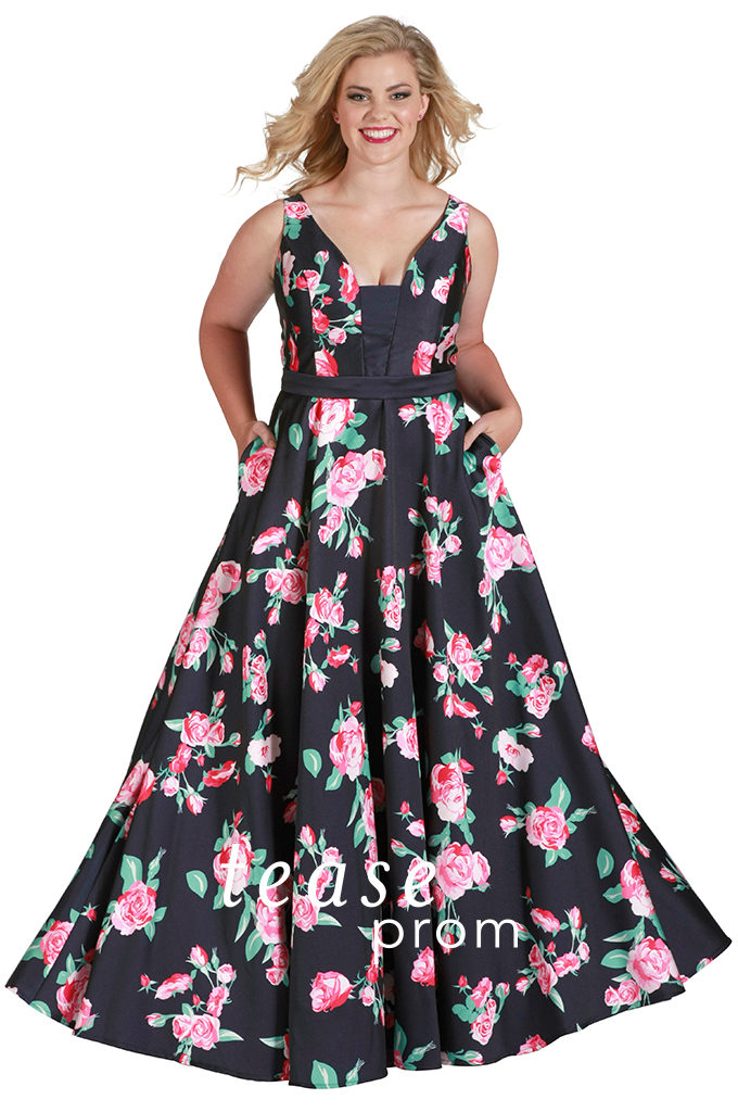 plus size floral prom dresses