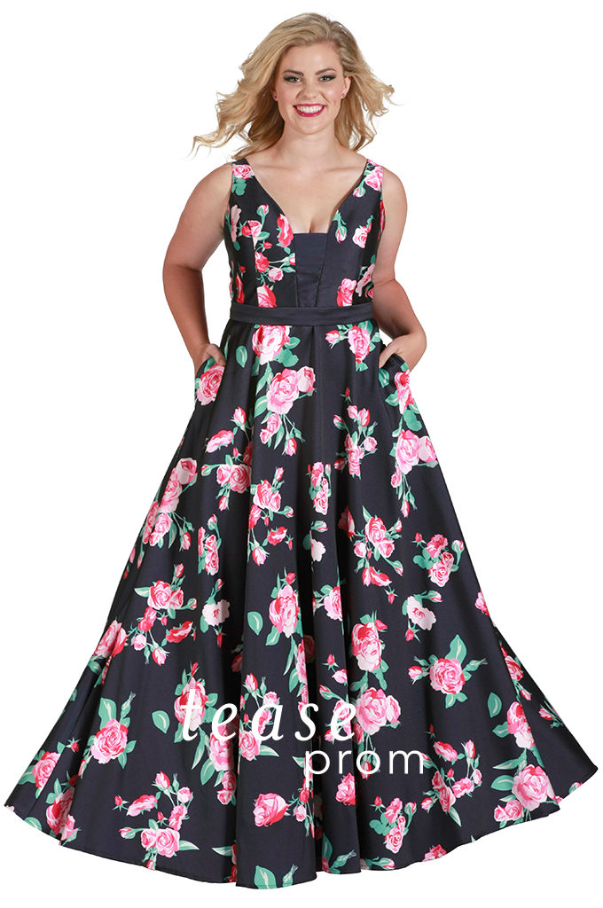 Floral prom outlet dresses plus size