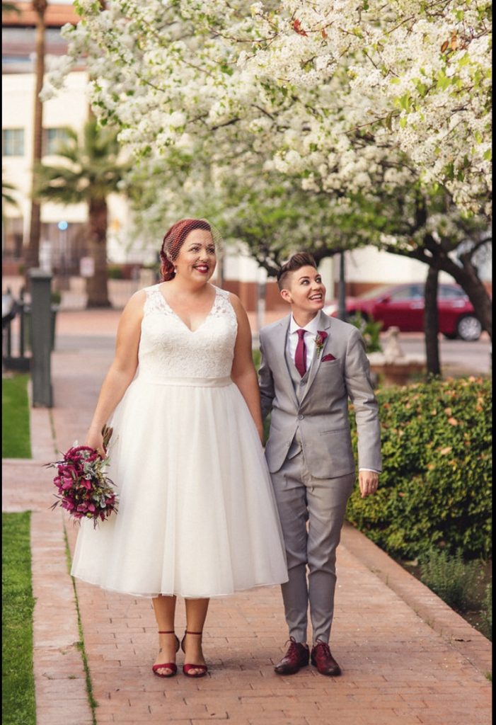 Tea length plus store size wedding dress