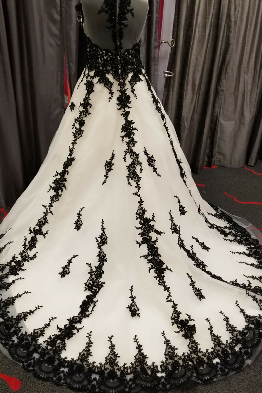 plus size black lace wedding dress