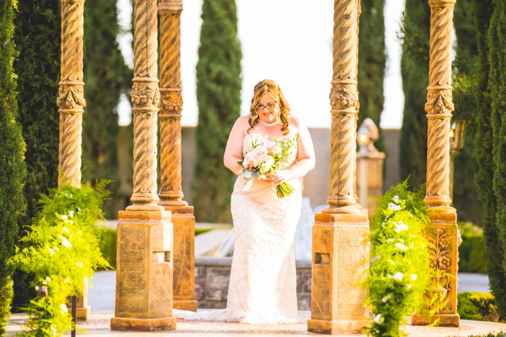 Carrie’s Stunning Fully Beaded Sheath Wedding Gown