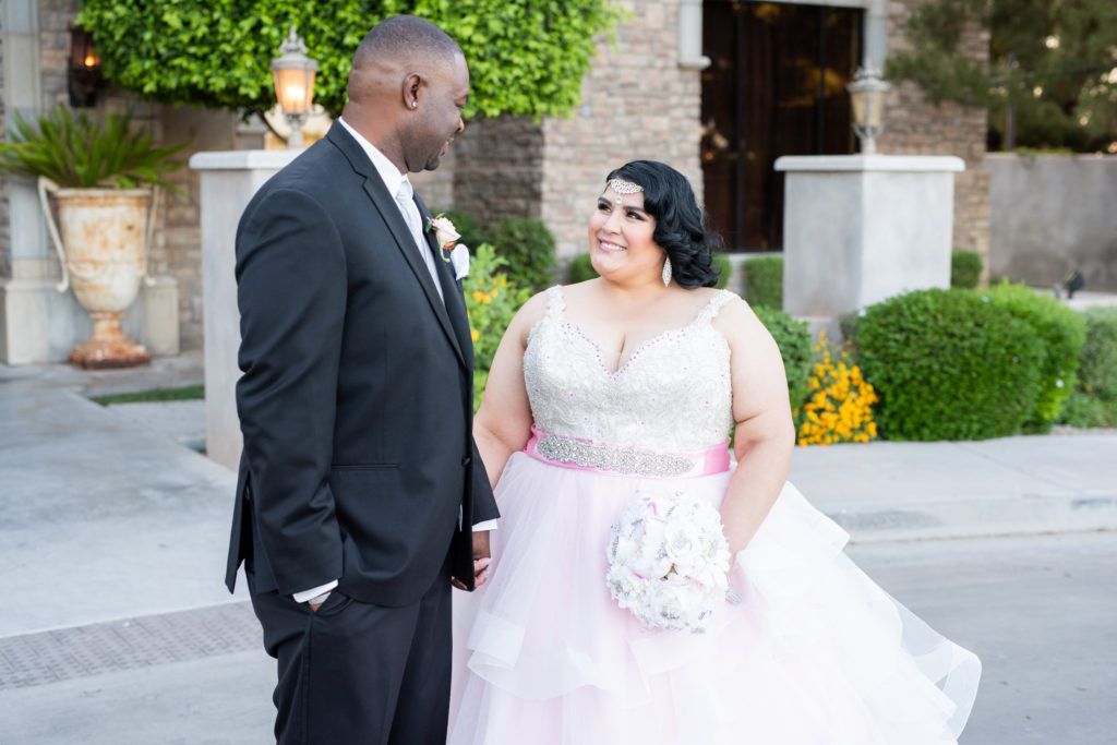 designer pink plus size wedding dress