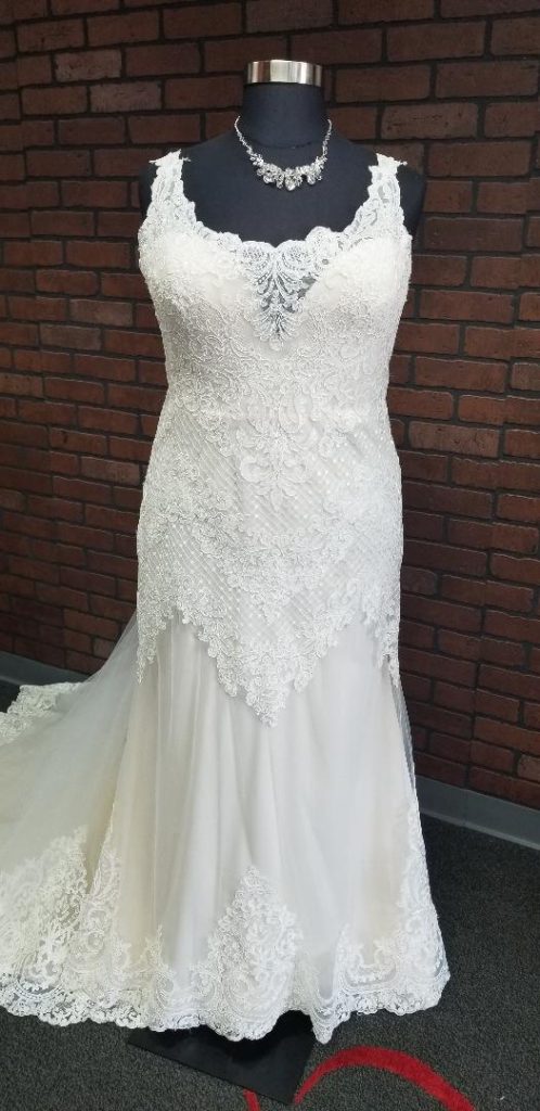 tank strap plus size sheath lace wedding dress Arizona