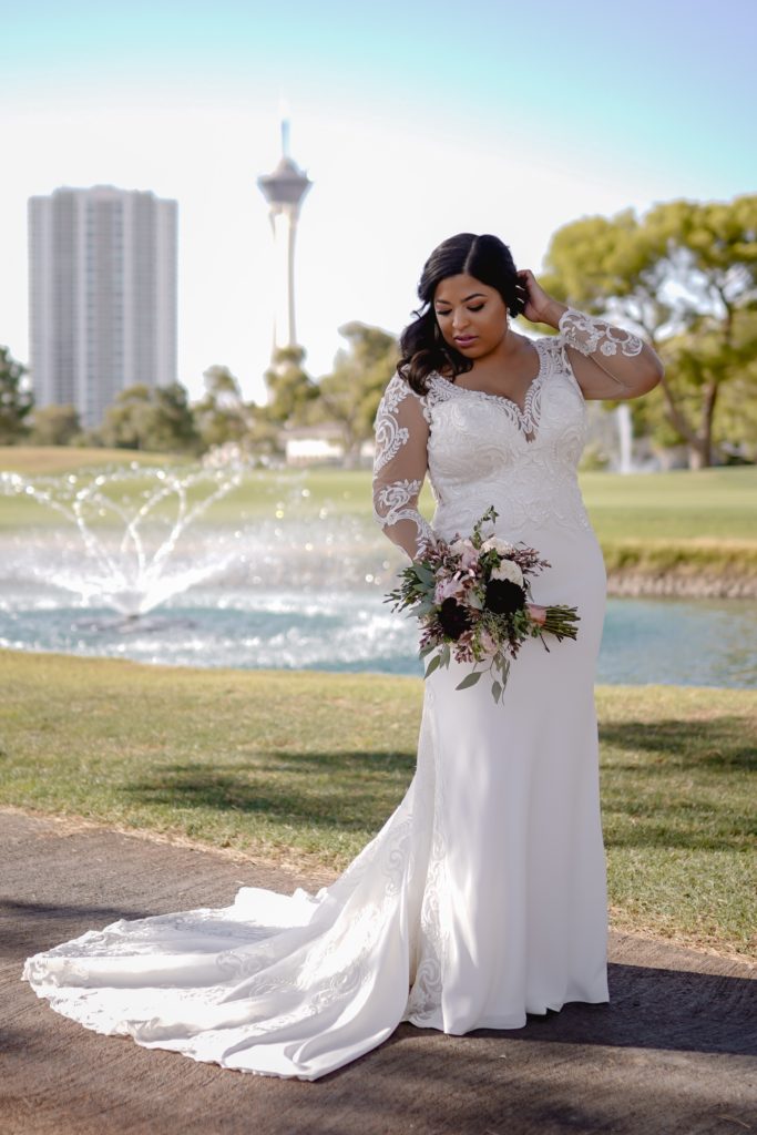 Adrienne's Jaw-Dropping Plus Size Sheath Wedding Gown with Illusion Long  Sleeves. - Strut Bridal Salon