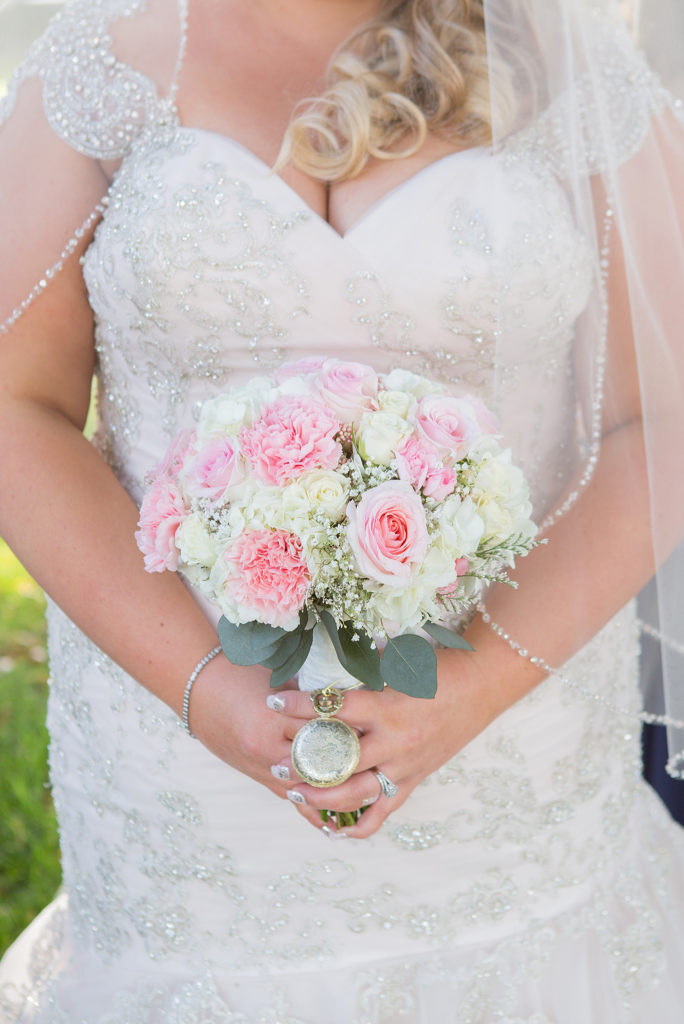 real plus size bride in champagne mermaid wedding dress