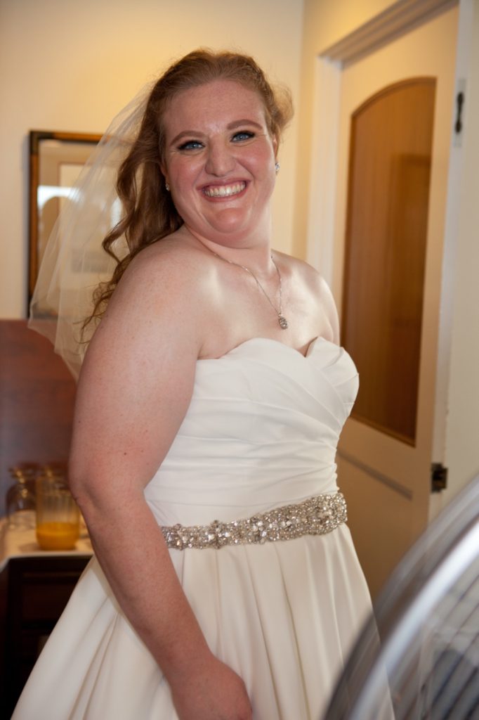 real plus size bride chiffon wedding dress with beaded belt