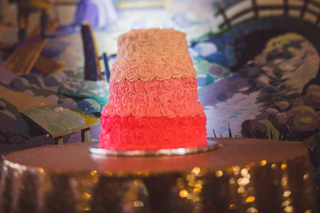 layered wedding cake with ombre