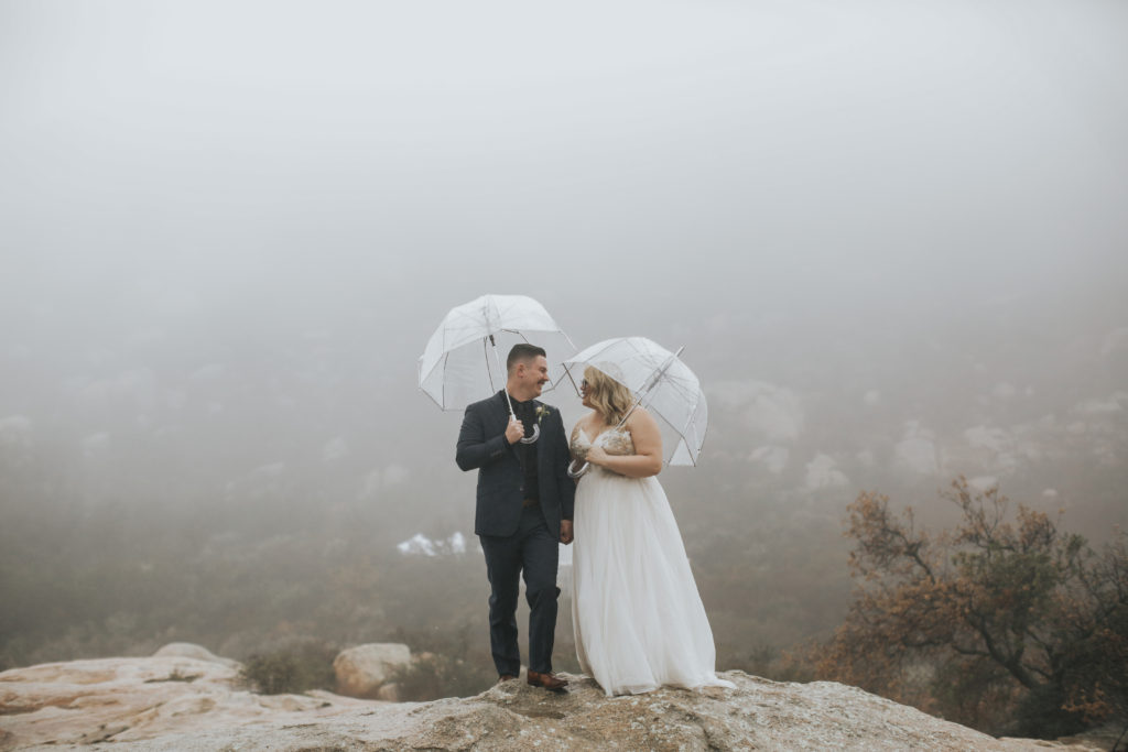 outdoor wedding rainy day california
