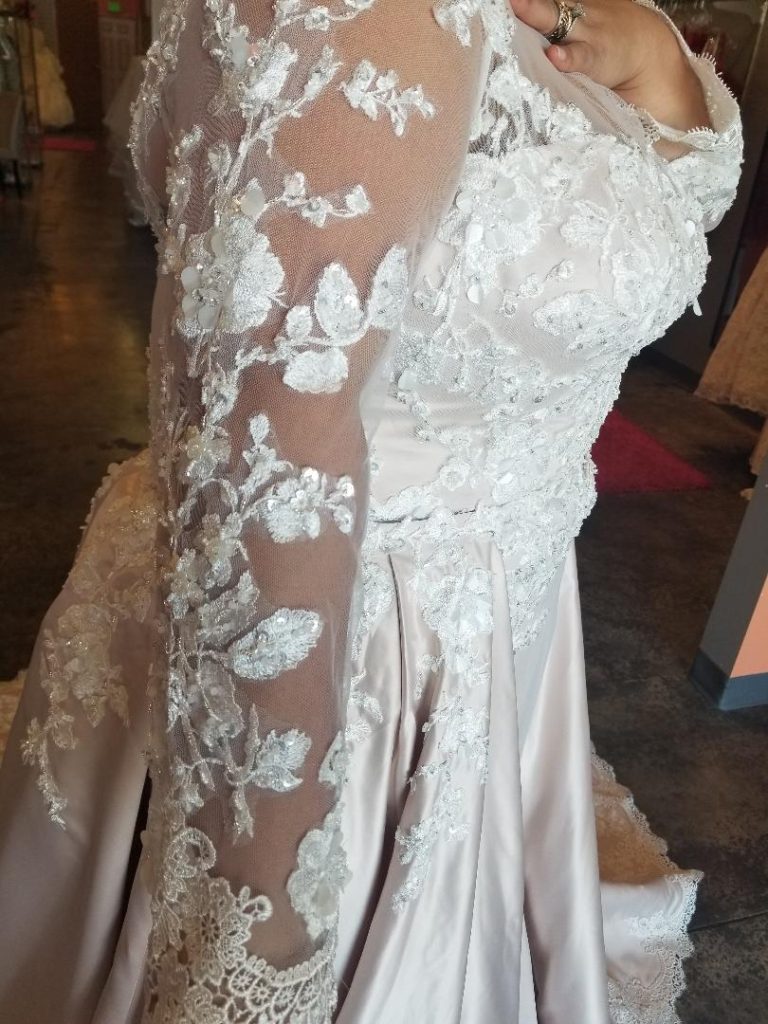 Plus size long sleeve lace wedding dress
