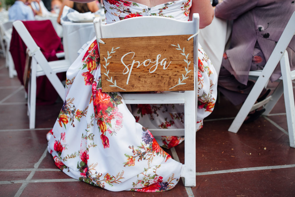 wedding seat with sign