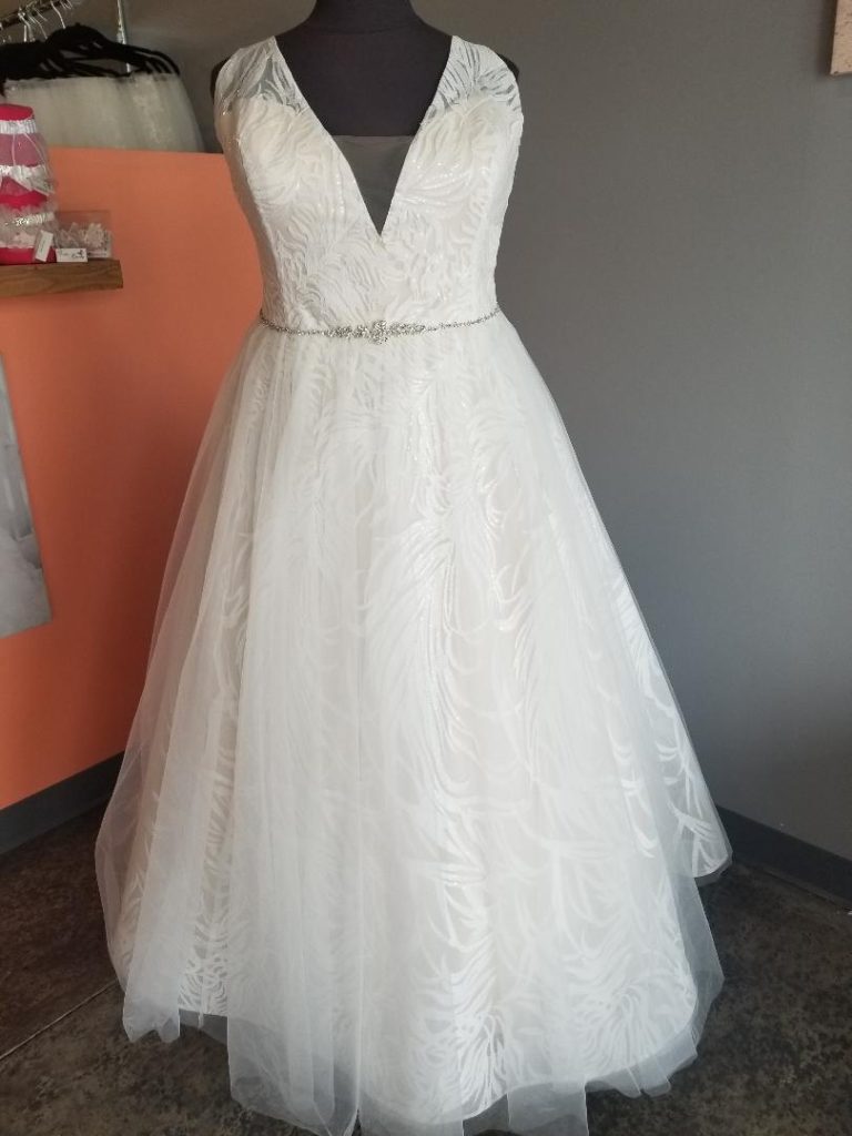 unique plus size wedding dress with tulle and sequins