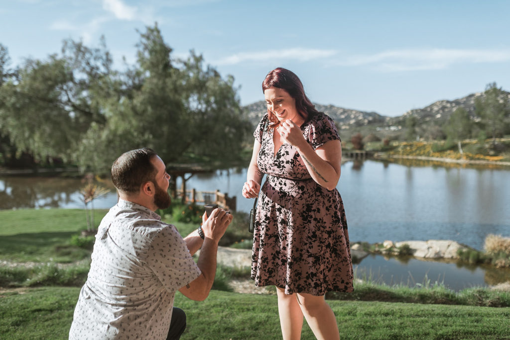 surprise engagement man kneeling