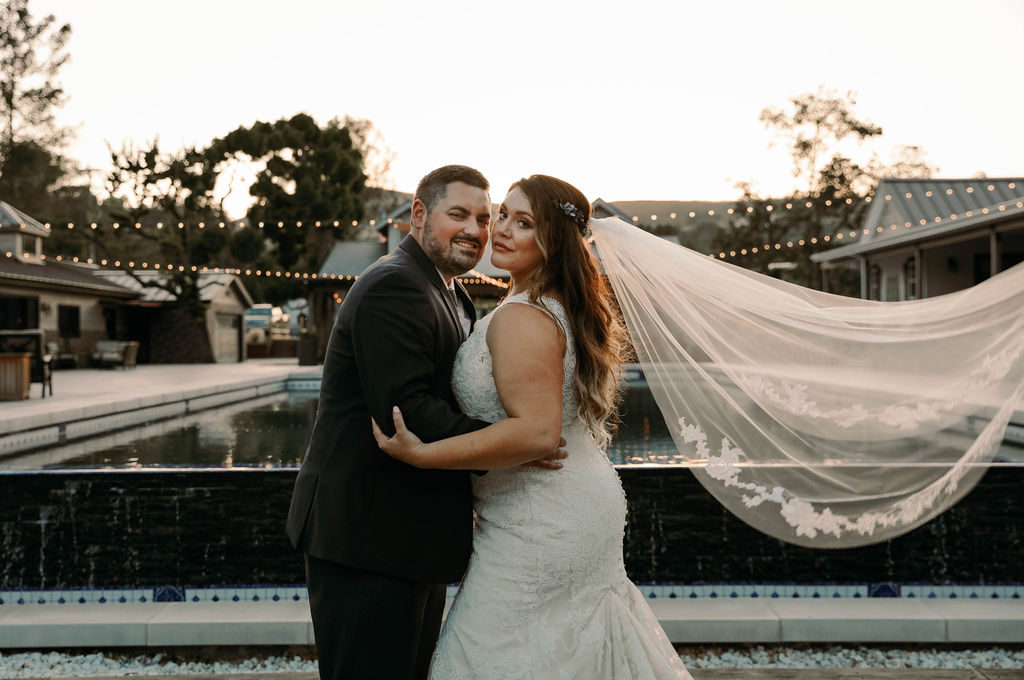 sexy plus size bride with cathedral veil