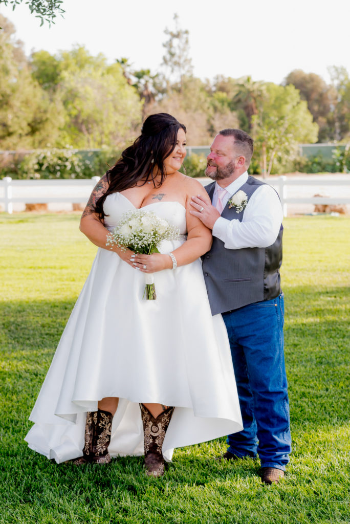 High Low Wedding Dresses with Cowboy Boots