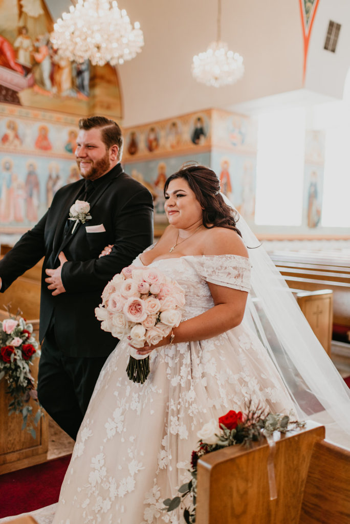 Blush wedding clearance dress with pockets