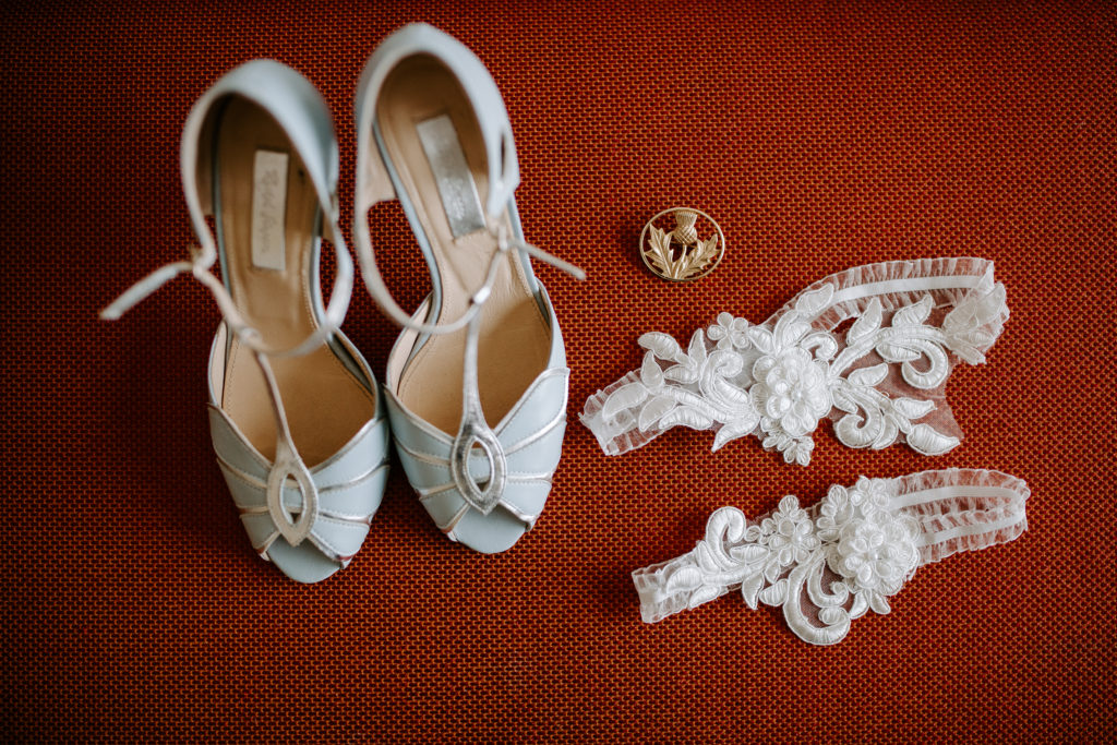 wedding shoes and garter