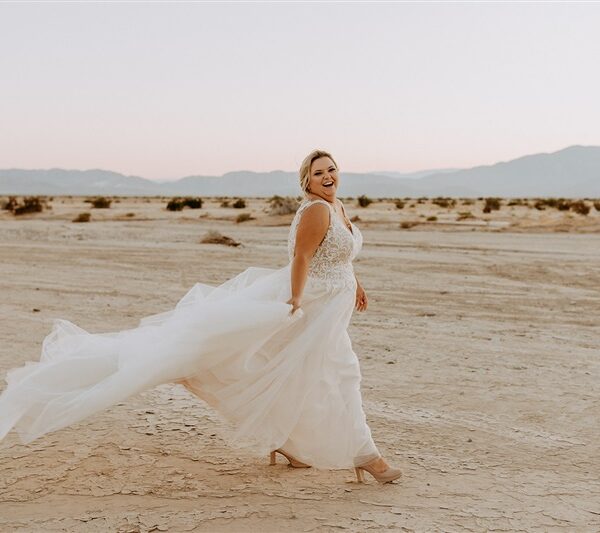 Cari’s Desert Chic Wedding and Gown with Slit