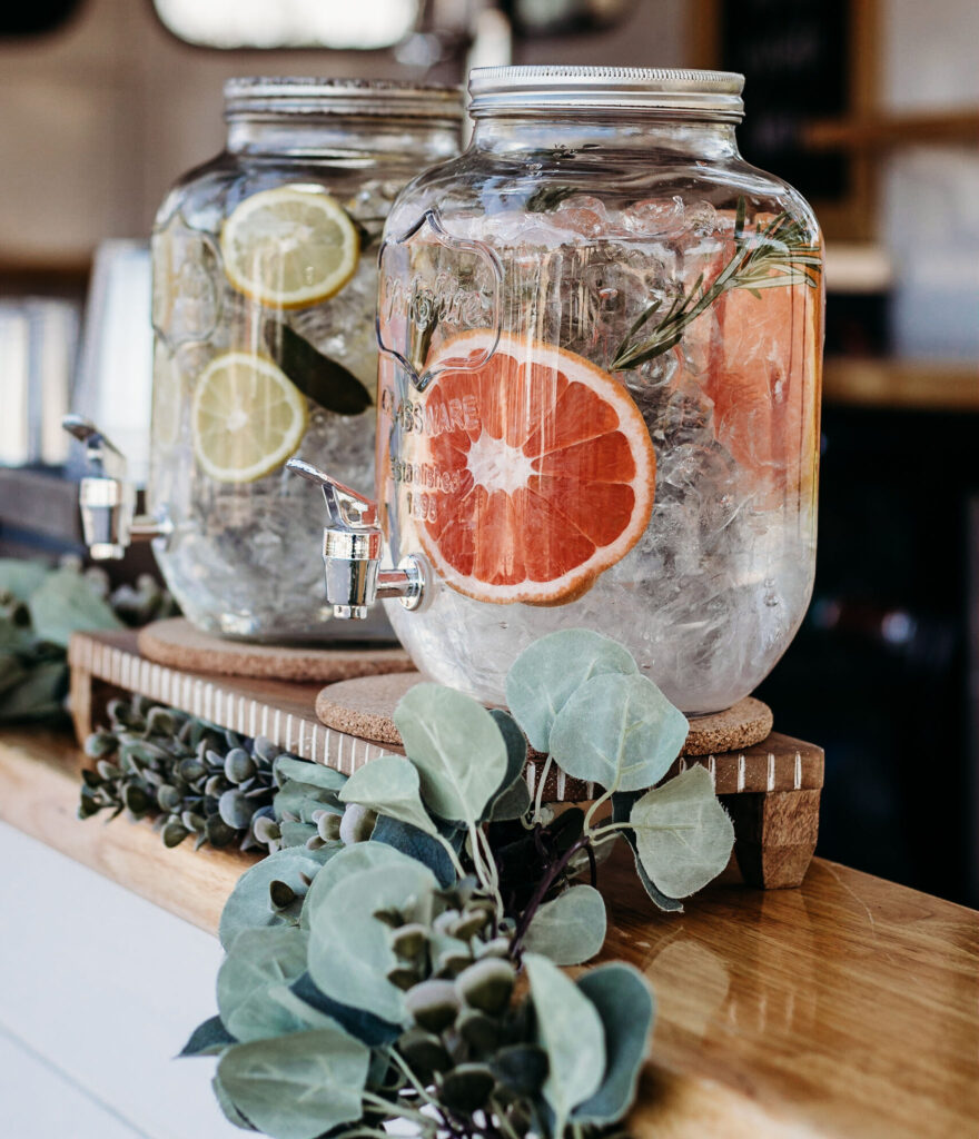 wedding reception drink containers