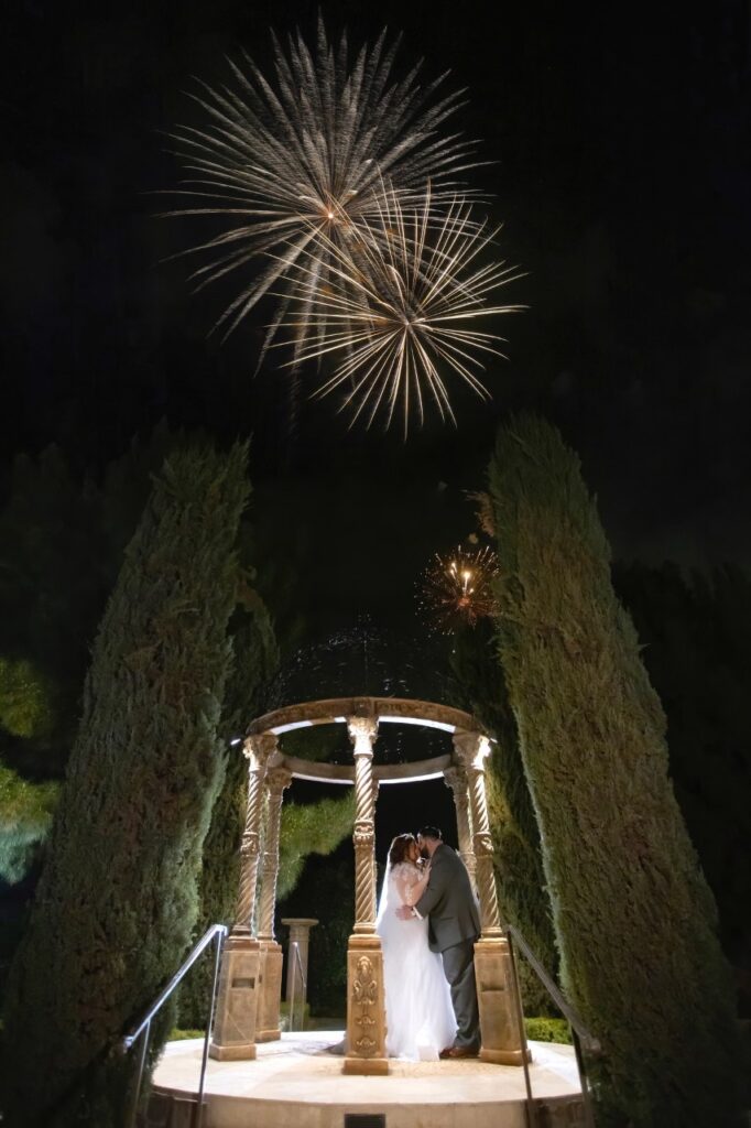 castle wedding arizona with fireworks