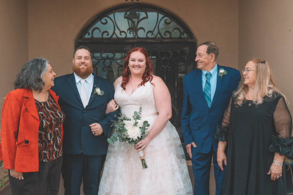 plus size bride with family