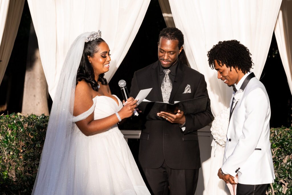 bride and groom at wedding ceremony