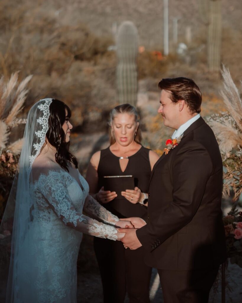 bride and groom desert wedding ceremony