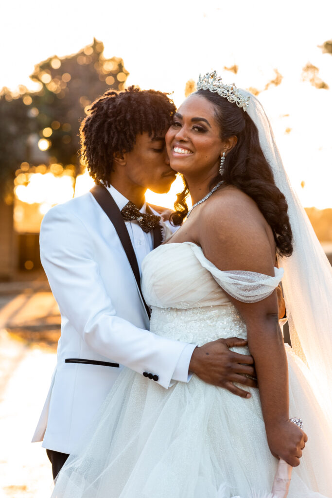 black bride and groom smiling