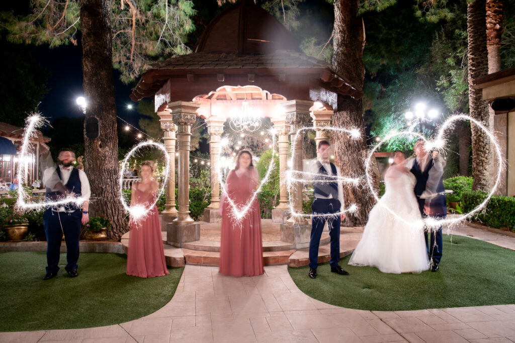 wedidng party spelled love with sparklers