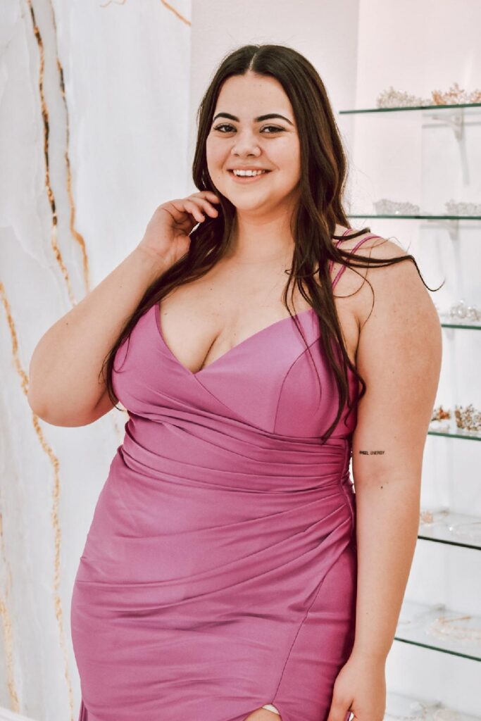 girl wearing plus size prom dress chandler arizona