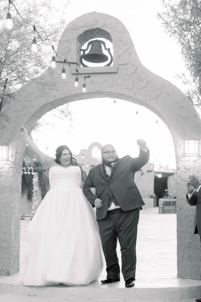 bride wearing plus size glitter ballgown wedding dress tucson arizona with groom