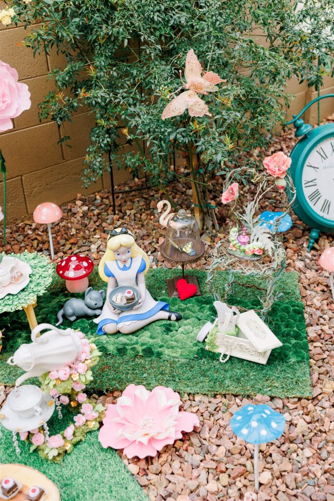 alice in wonderland theme lawn decorations for backyard wedding phoenix arizona