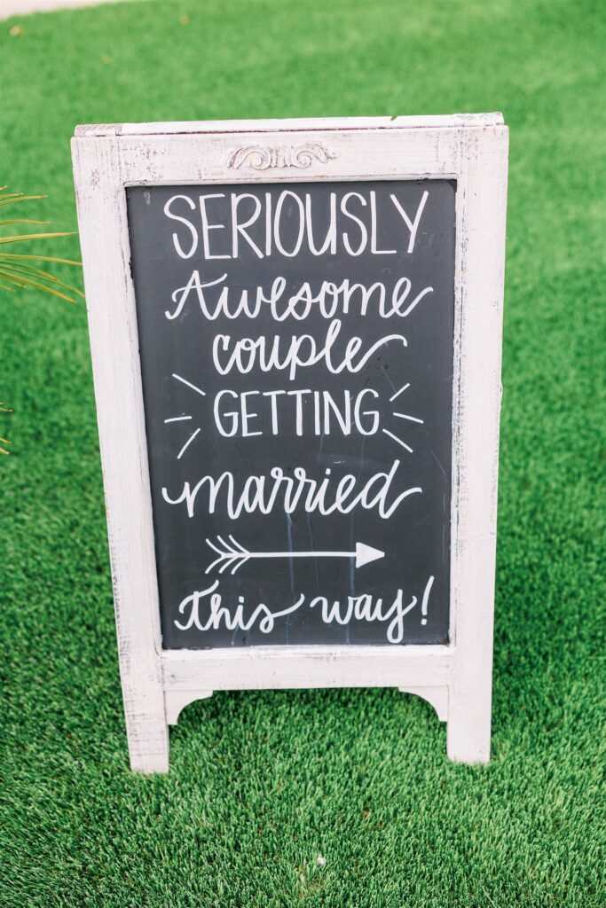 chalkboard welcome board for wedding