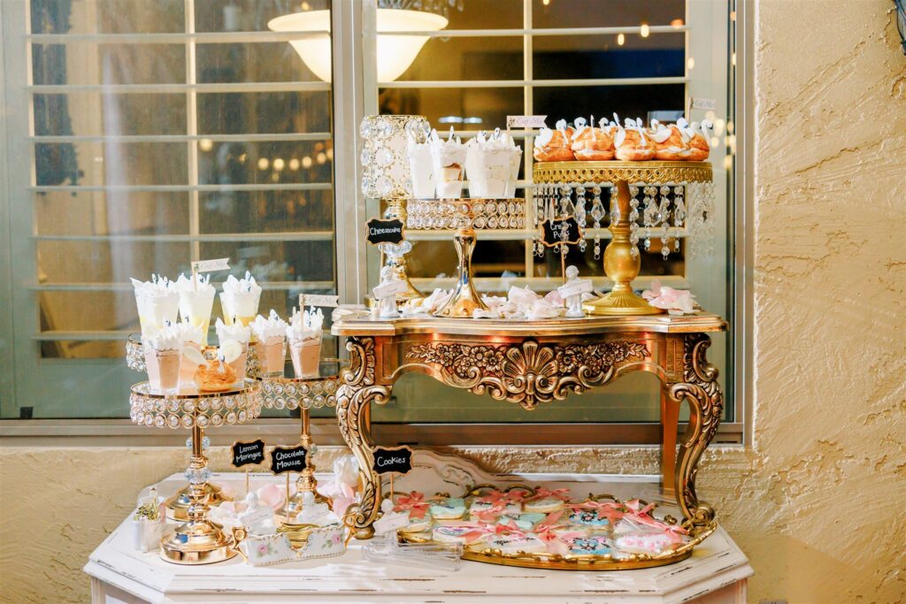 unique dessert cart for wedding cakes