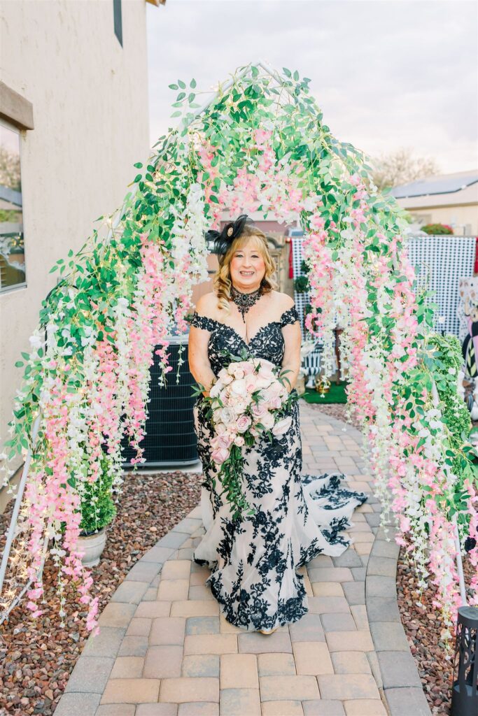 unique black wedding dress for non traditional bride phoenix arizona groom wearing top hat