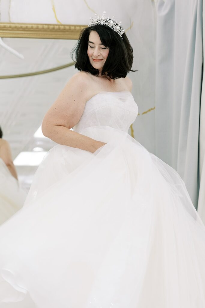 arizona bridal shop bride wearing fluffy ballgown wedding dress