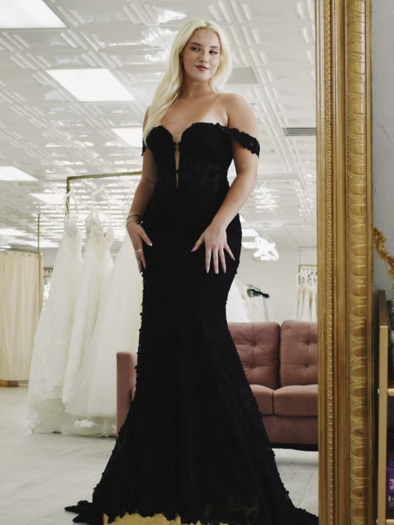 black wedding dress in chandler arizona bridal shop