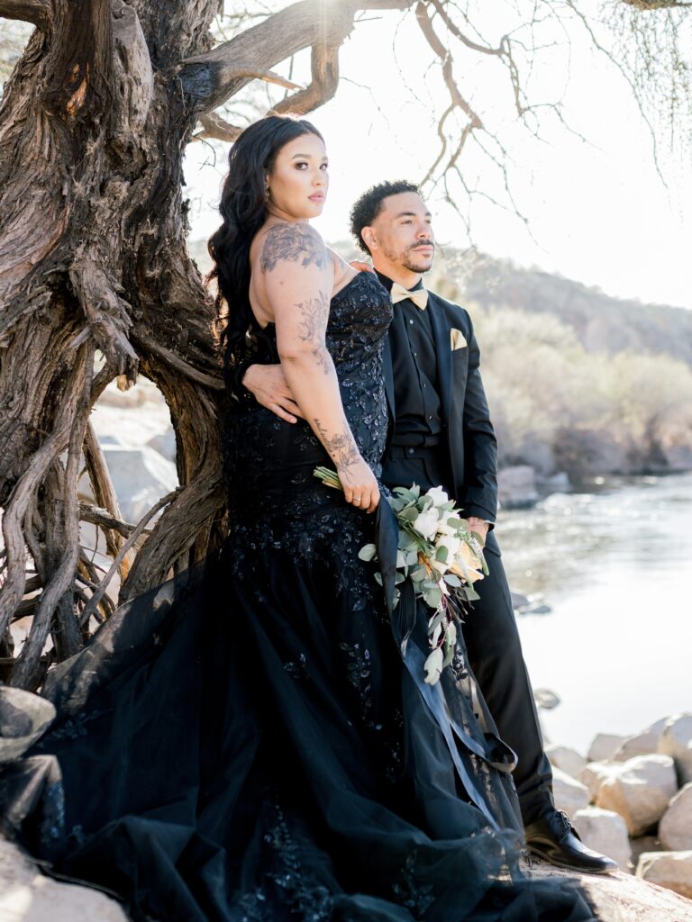 plus size mermaid black wedding dress arizona outdoor wedding