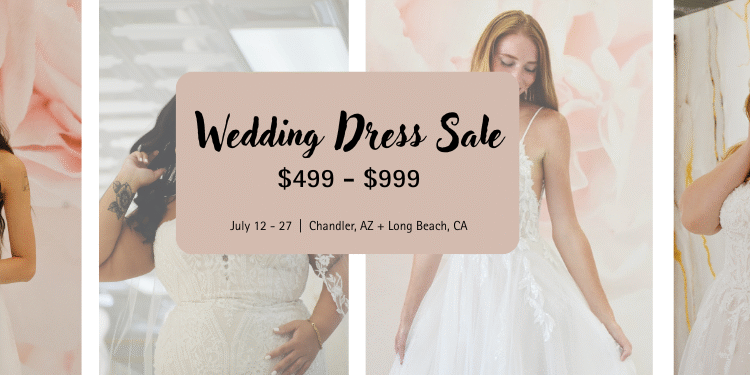 brides wearing wedding dresses under 1000 in bridal store