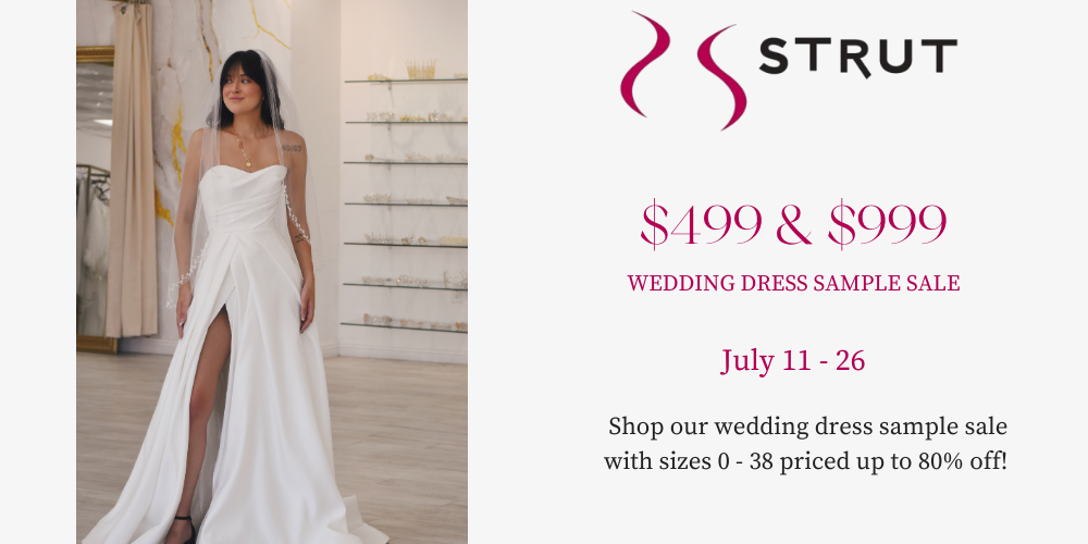 image of bride wearing cheap off the rack sale wedding dress in chandler arizona bridal store