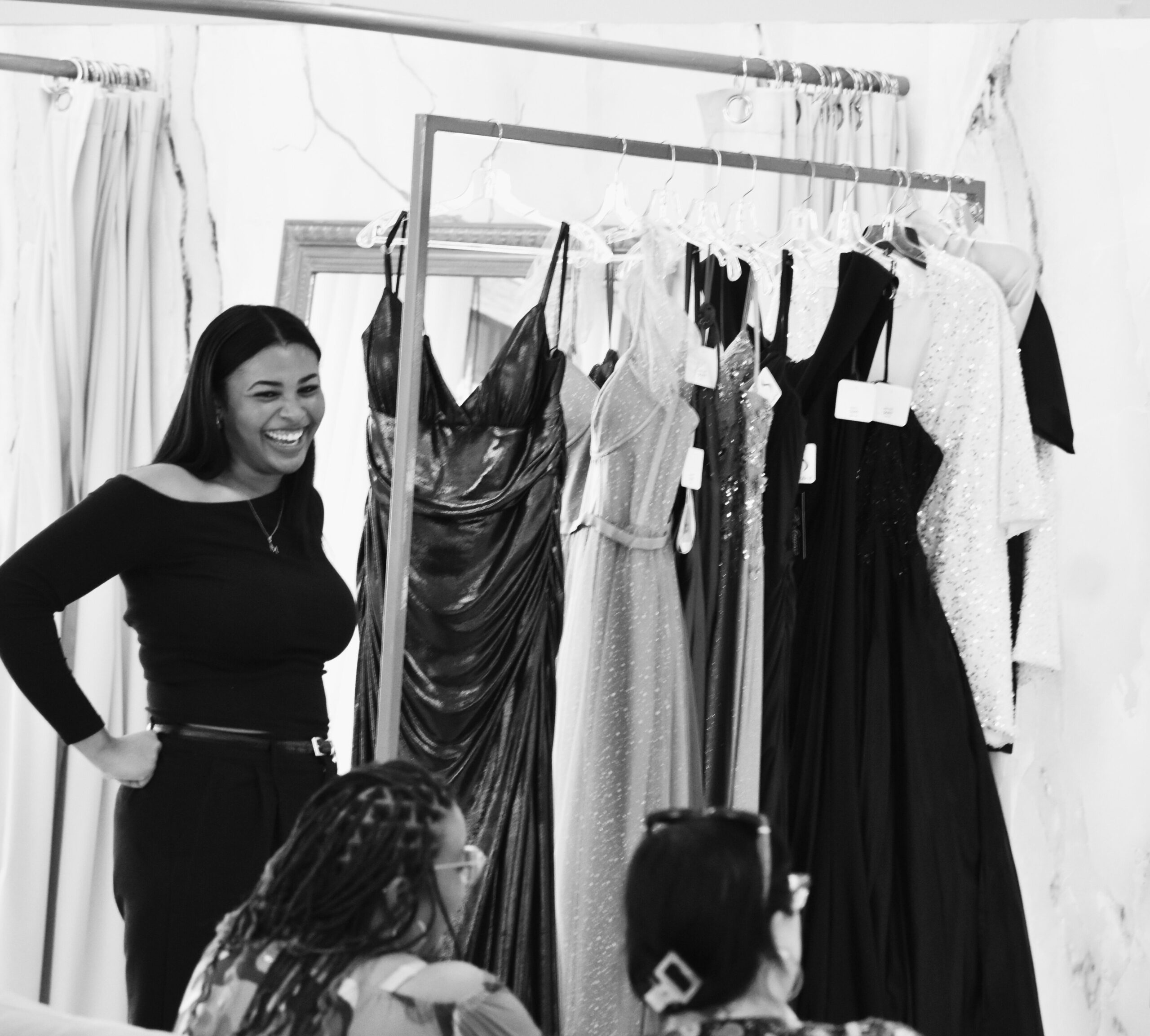 prom dress shopping with a stylist in chandler bridal shop