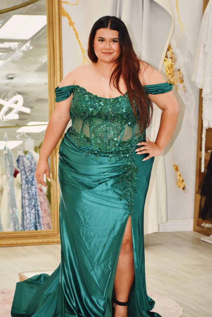 Sparkly plus size prom dress available to try on at Strut Bridal Salon